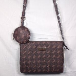 Nicole Miller Elegant Brown Crossbody Bag with Coin Pouch NWT I'm